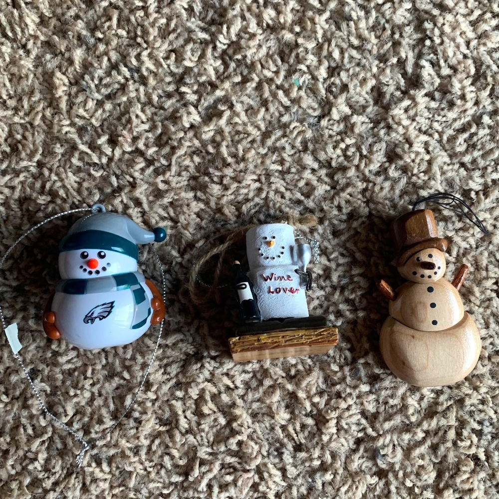 Lot of 3 Snowmen Ornaments
